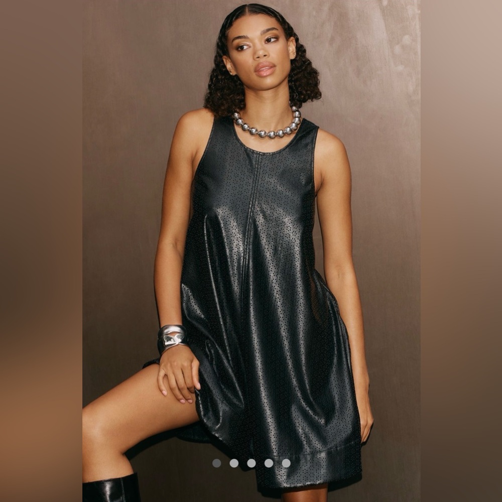 MAEVE Faux Leather Mini Dress